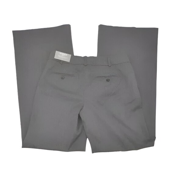 NWT Ann Taylor Heathered Twill Gray Wide Leg Flare Minimalist Work Dress Pants 4 - Picture 2 of 7